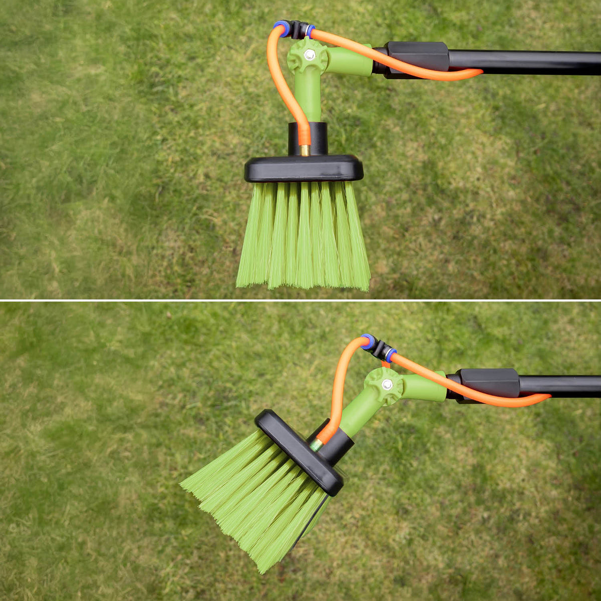 Tête de la brosse de lavage réglée selon deux angles différents