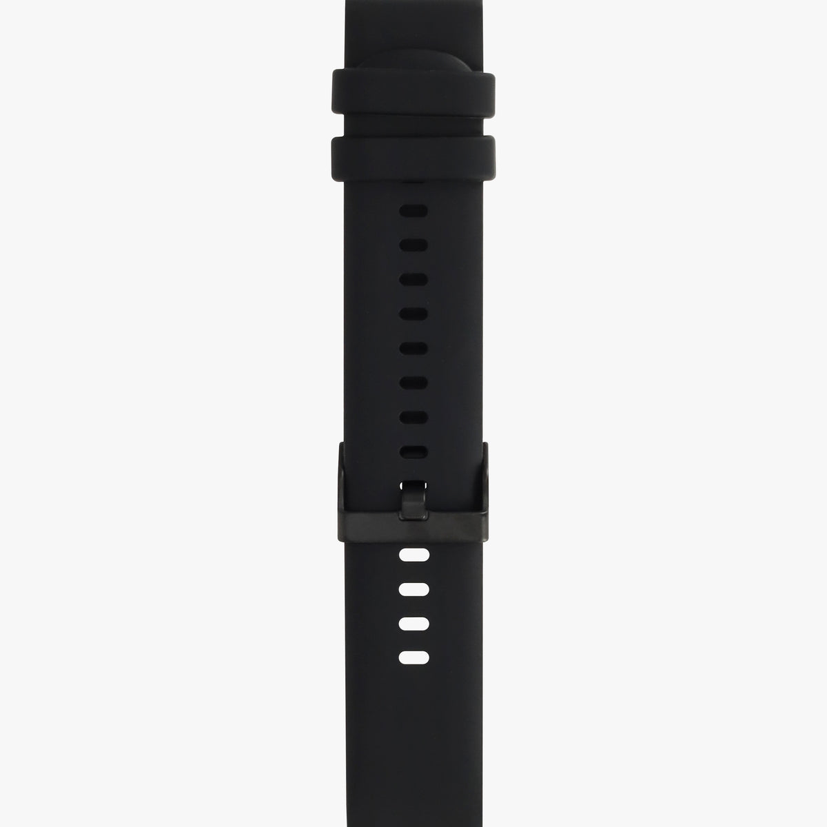 Zwart horlogebandje voor de smartwatch, dichtgegespt