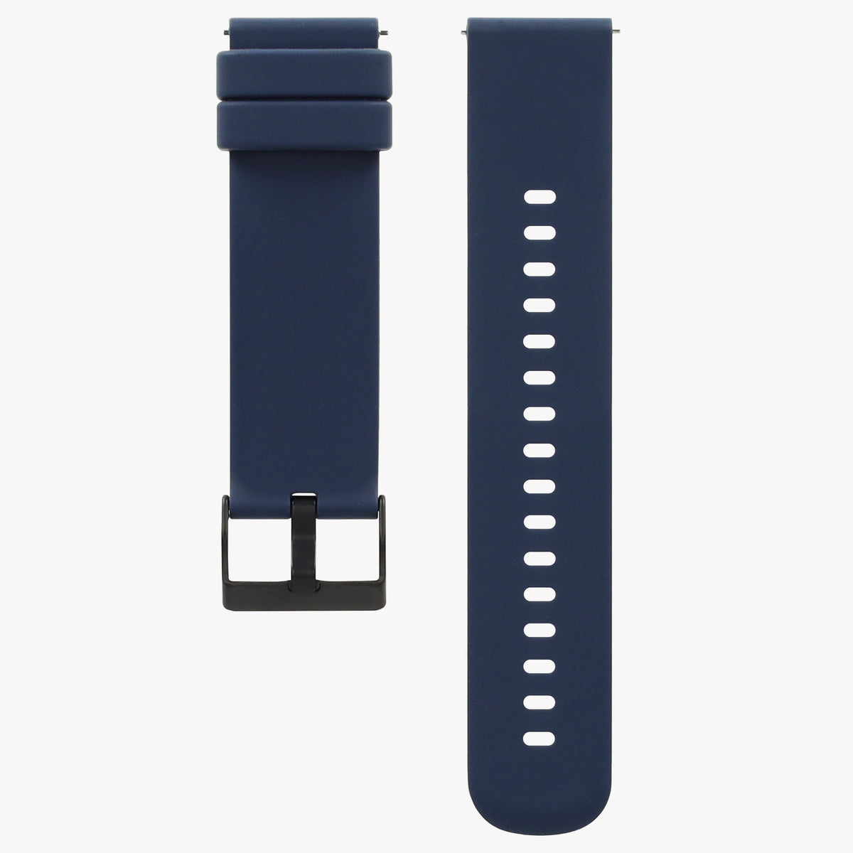Donkerblauw siliconen horlogebandje voor de smartwatch, beide delen naast elkaar
