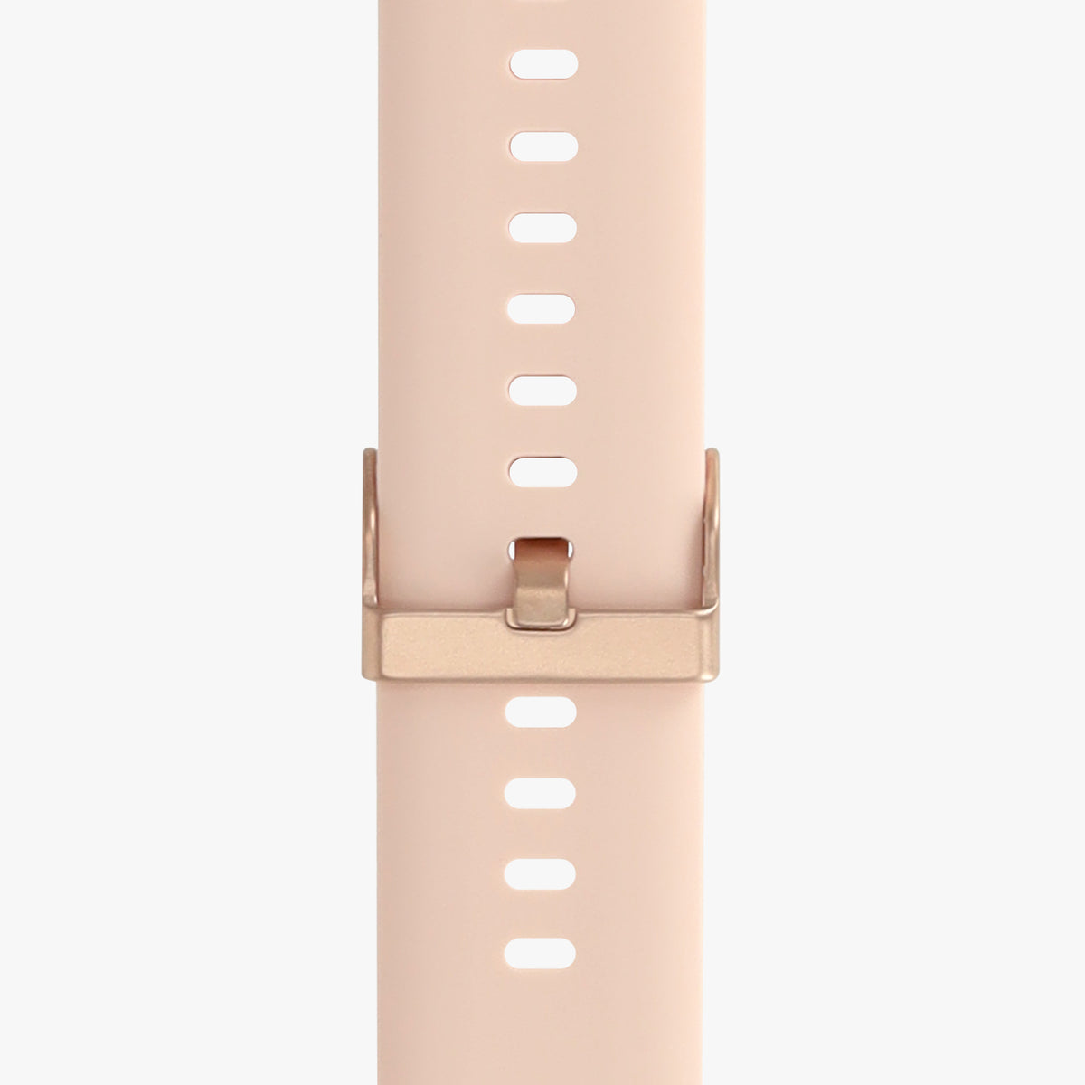 Close-up van de roségouden gesp van het roze smartwatchbandje