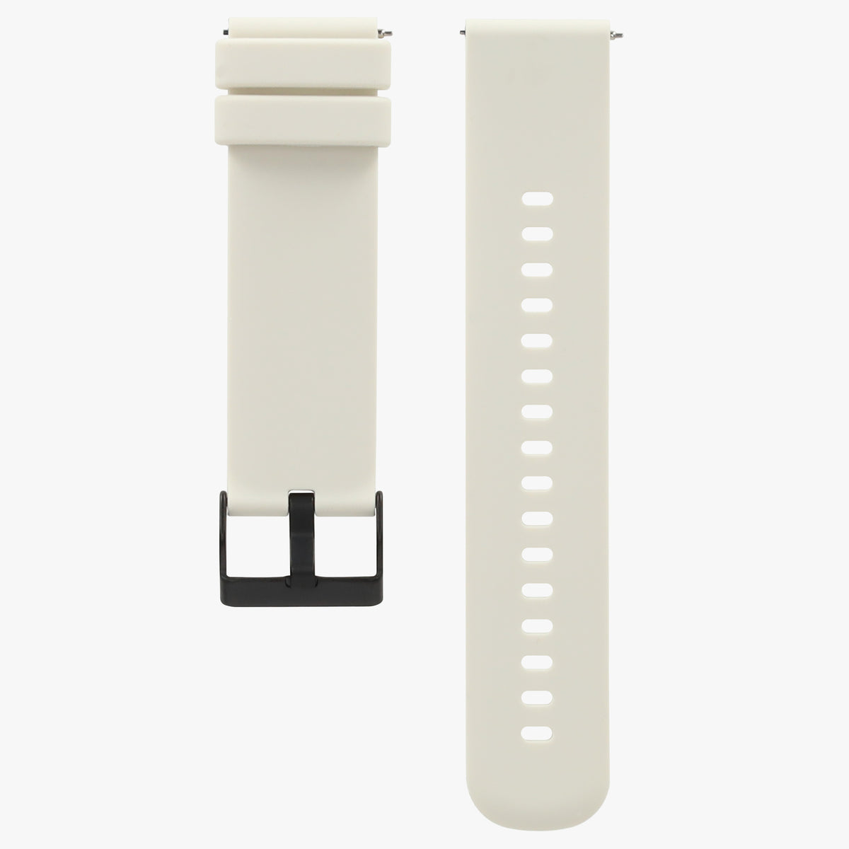 Crèmewit siliconen horlogebandje voor de smartwatch, beide delen naast elkaar