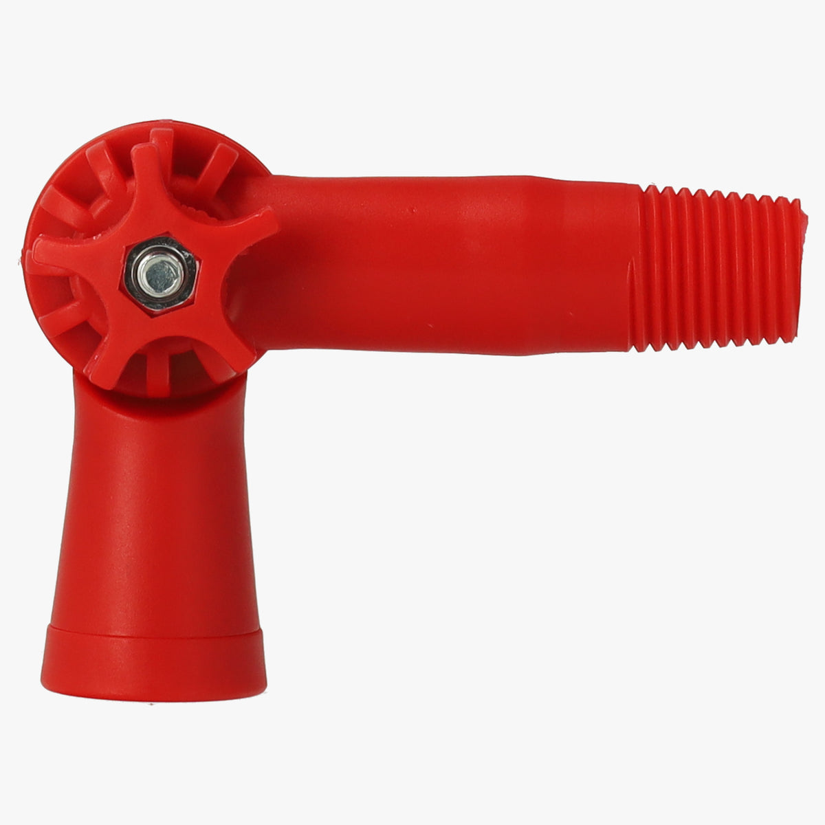 Rode hoekadapter voor de wasborstel in een hoek van negentig graden gezet
