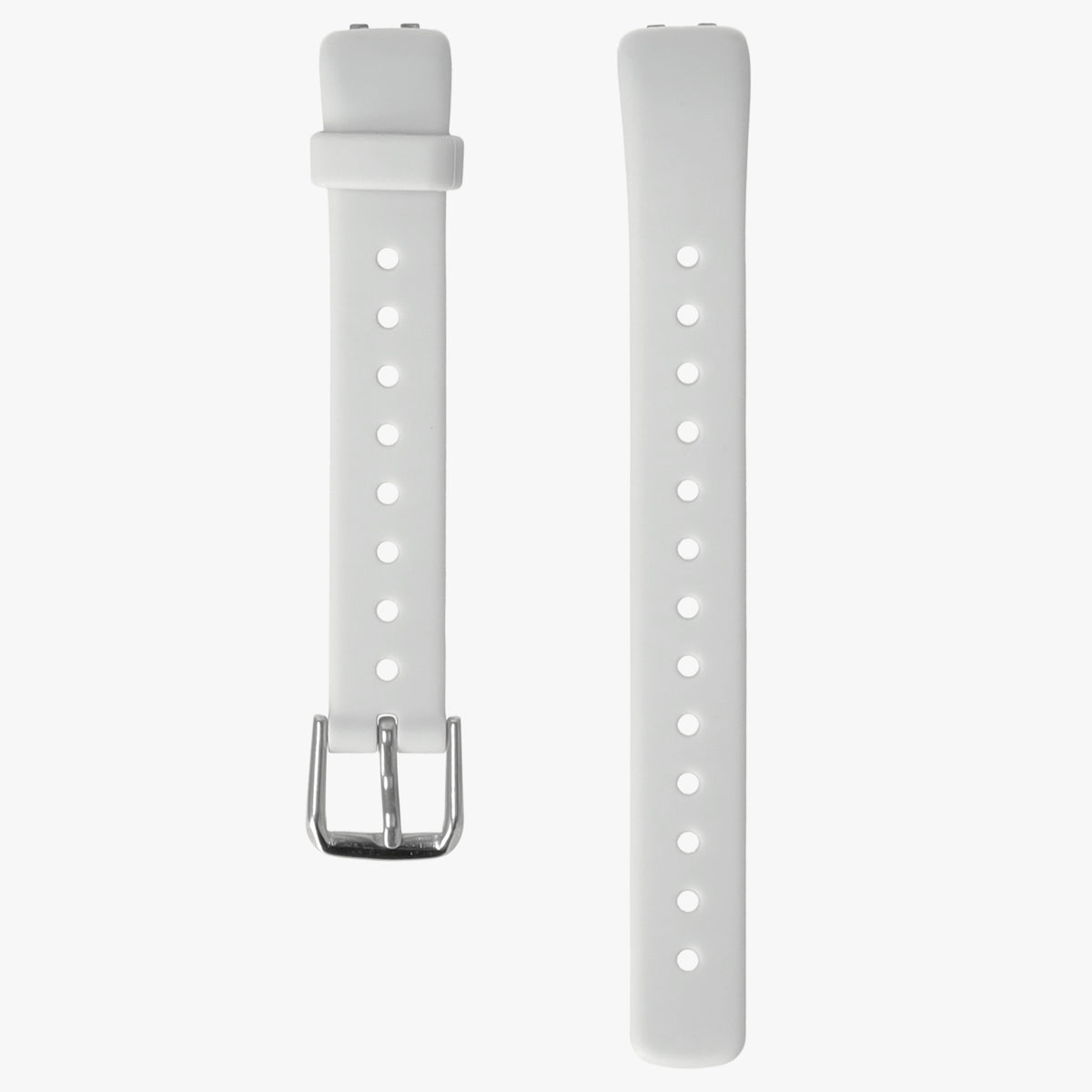 Lichtgrijs horlogebandje voor de activity tracker, beide delen naast elkaar
