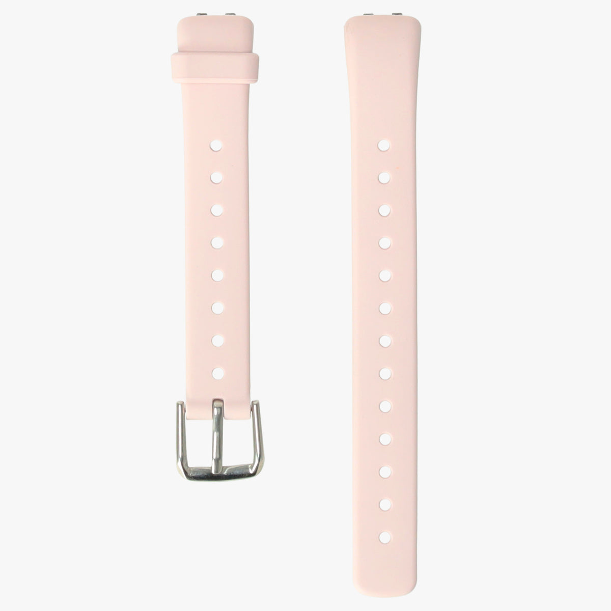 Roze horlogebandje voor de activity tracker, beide delen naast elkaar